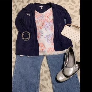 Croft&Barrow 3/4 length sleeve navy cardigan